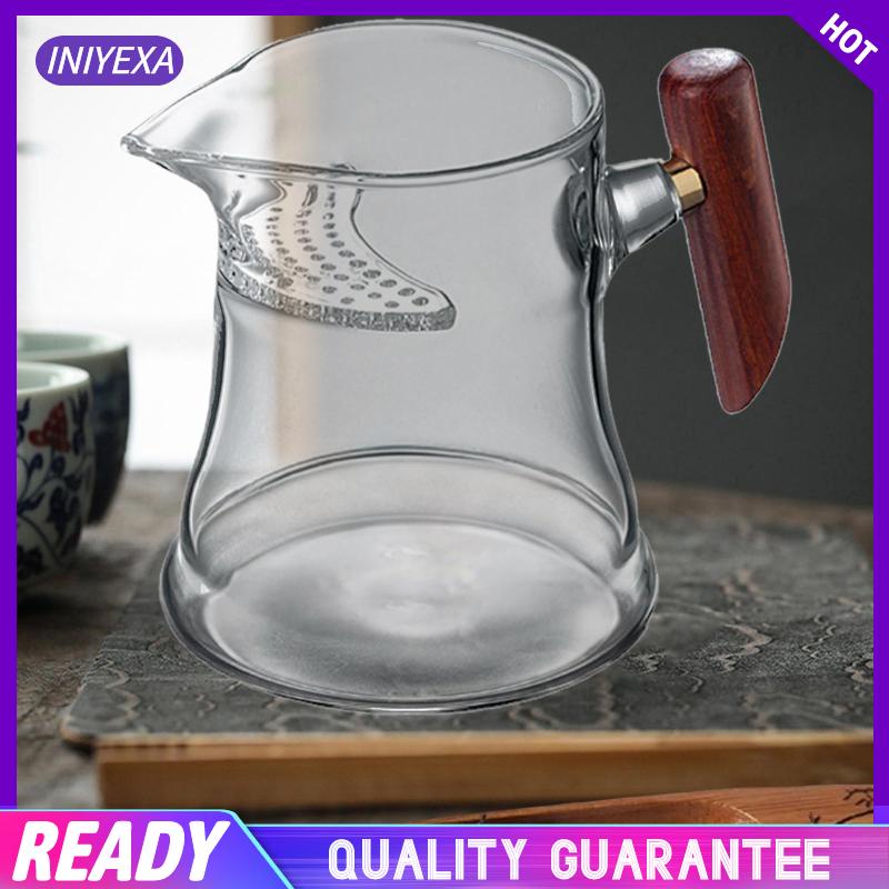 Ấm Trà Thủy Tinh 400ml Tay Cầm Bằng Gỗ Có Đồ Lọc Thoải Mái Phong Cách Trung Hoa