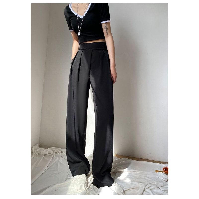 Quần Dài Lưng Cao Ống Rộng Phong Cách Retro Thời Trang Cho Nữ