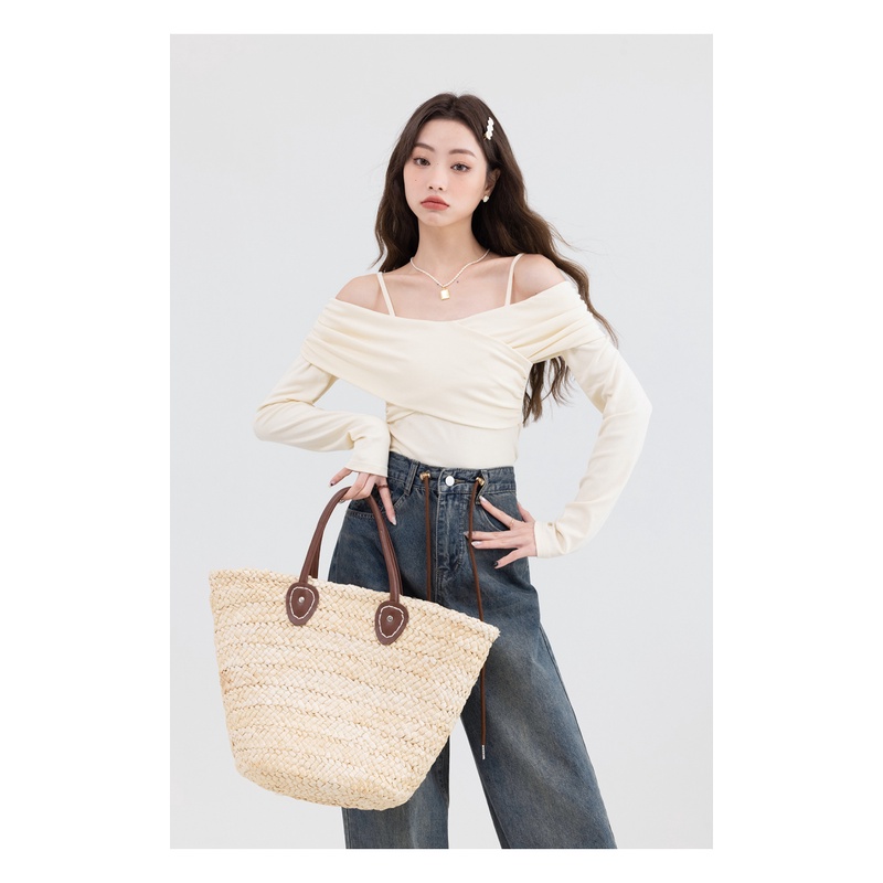 Áo Thun Tay Dài Hở Vai Dáng Ôm Gợi Cảm