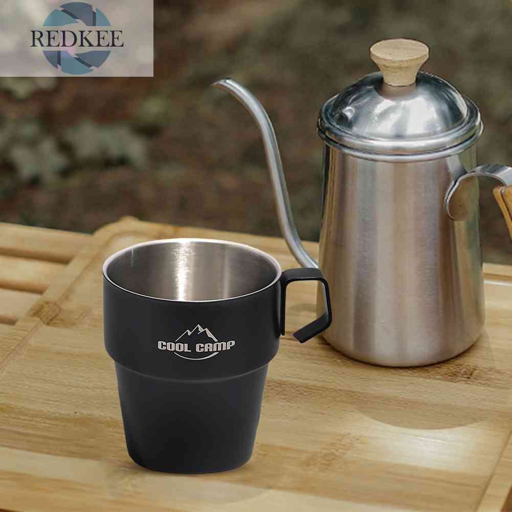 Cốc Uống Nước Hai Lớp Chống Bỏng Dung Tích 300ml Dùng Khi Đi Cắm Trại