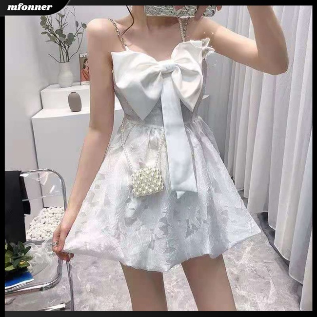 Đầm Công Chúa Không Tay Lưng Cao Đính Nơ Thời Trang Mùa Hè Cho Bé Gái