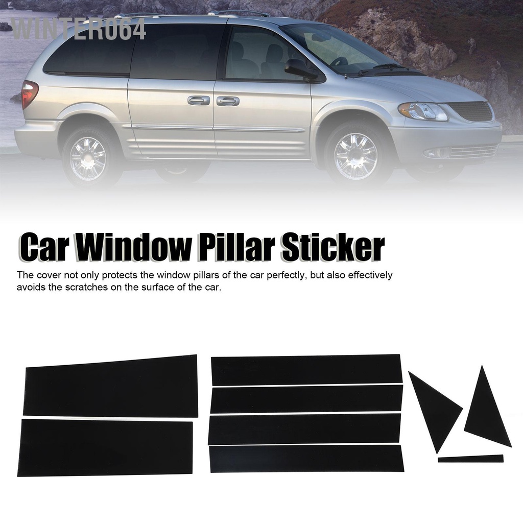 Winter064 10 Miếng Dán Cửa Sổ Ô Tô Trụ Cột Màu Đen Bóng Chống Trầy Xước Thay Thế Cho Dodge Town 2008 ‑ 2016