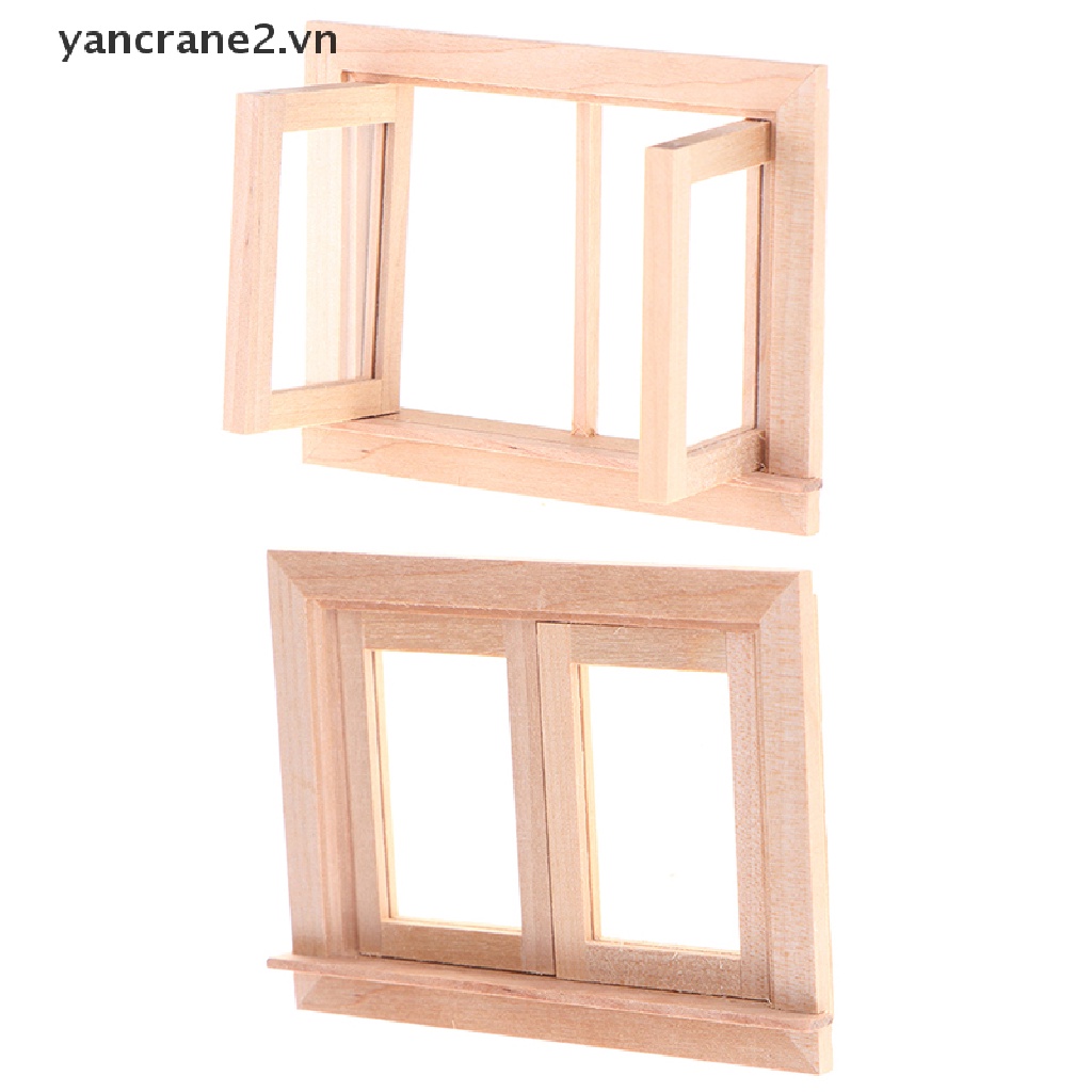 Mô Hình Cửa Sổ 2 Pane DIY Bằng Gỗ Tỉ Lệ 1 / 12 Trang Trí Nhà Búp Bê {yancrane2.vn