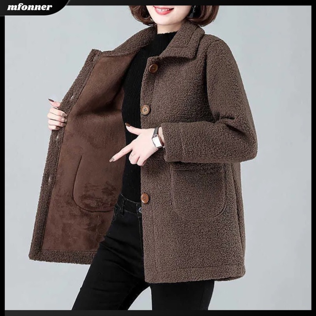 Áo Khoác Dáng Rộng Cỡ Lớn Màu Sắc Đơn Giản Ấm Áp Cho Nữ