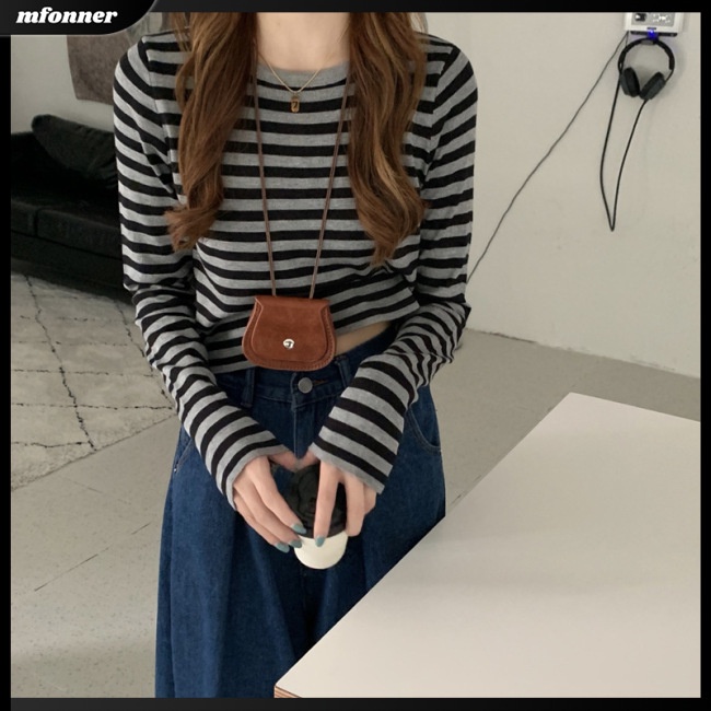 Áo Sweater Nữ Tay Dài Kẻ Sọc Ngang Thời Trang