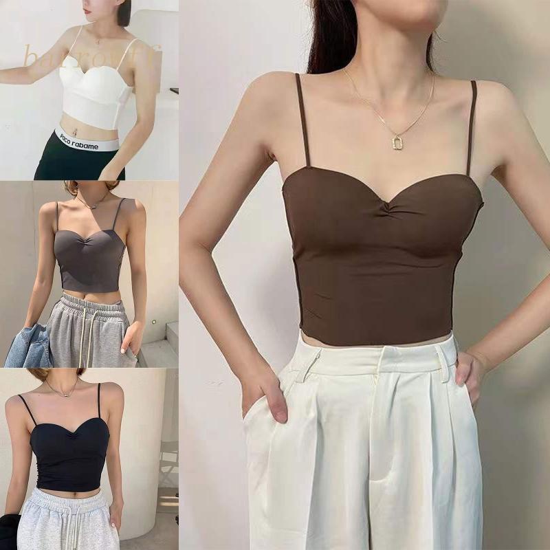 Brroa Áo Lót Ống Ôm Sát Màu Trơn Hở Lưng Có Mút Đệm Thời Trang Mùa Hè Cho Nữ