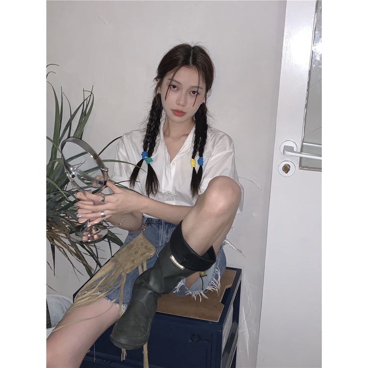 COZOK Áo Sơ Mi Ngắn Tay Dáng Ôm Thời Trang Dành Cho Nữ