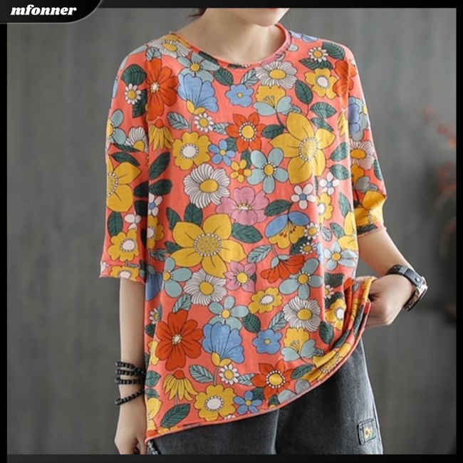 Áo Thun Tay Ngắn Cổ Tròn Plus Size Cho Nữ