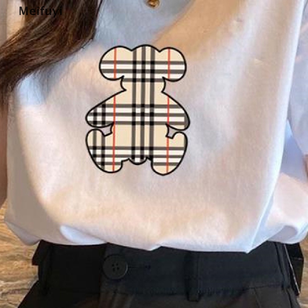 Áo Thun Nữ Cổ Tròn Ngắn Tay In Hình Gấu Đơn Giản