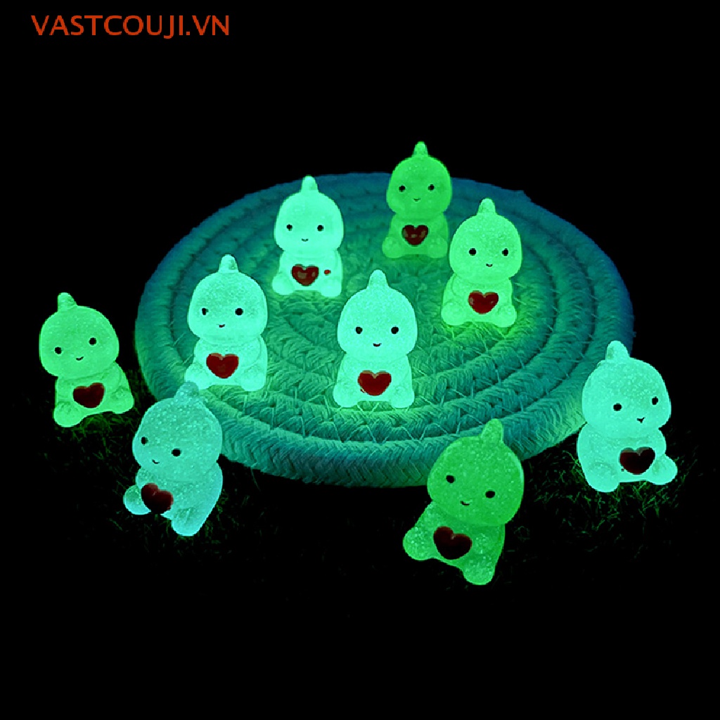 Bộ 5 Mô Hình Khủng Long VASTJI Mini Bằng Nhựa Resin Màu Dạ Quang Dễ Thương Dùng Trang Trí DIY