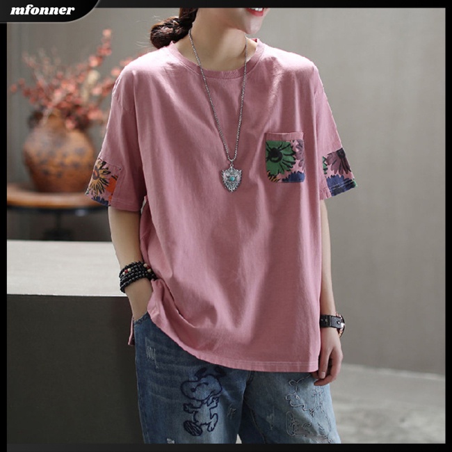 Áo Thun Tay Ngắn Cổ Tròn Dáng Rộng In Họa Tiết Thời Trang Cho Nữ