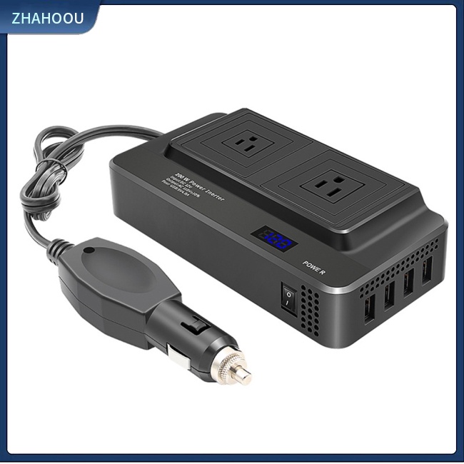 ☃Nhà Cửa☃ Bộ Chuyển Đổi Nguồn Điện 200w 12v Sang 110v Màn Hình Led Kỹ Thuật Số Phích Cắm US Cho Xe Hơi