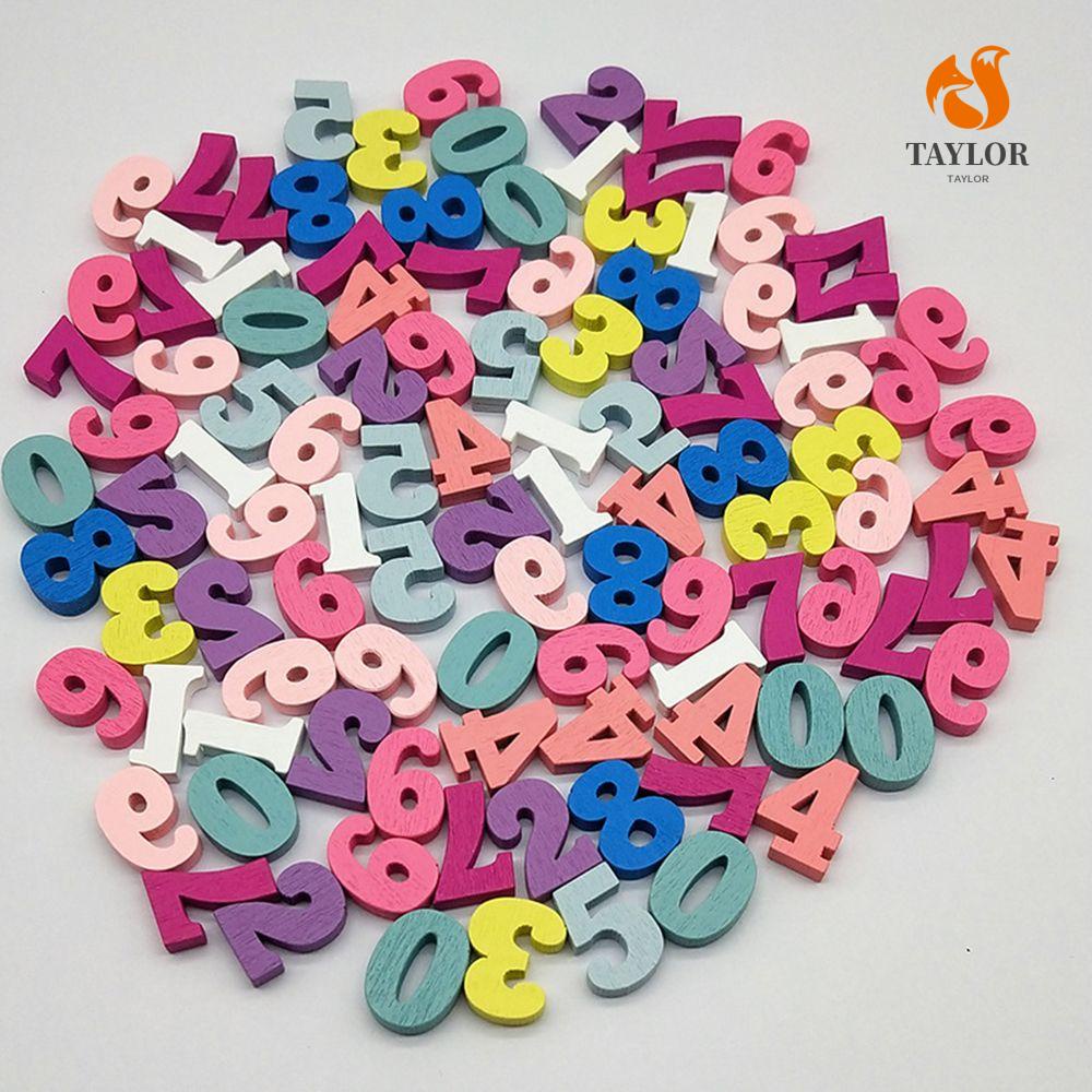 Set 100 chữ cái/ số bằng gỗ nhiều màu dùng để trang trí thủ công DIY