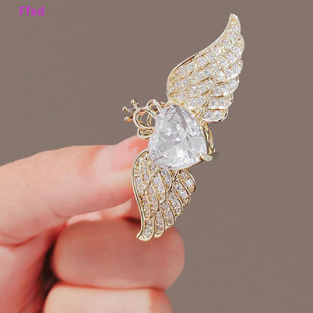 {Ffsd} Ghim Cài Áo Pha Lê Hình Cánh Thiên Thần Nhỏ Tươi Mới Phù Hợp Với Tất Cả Các Trâm Cài Áo Khoác Túi Xách Phụ Kiện
