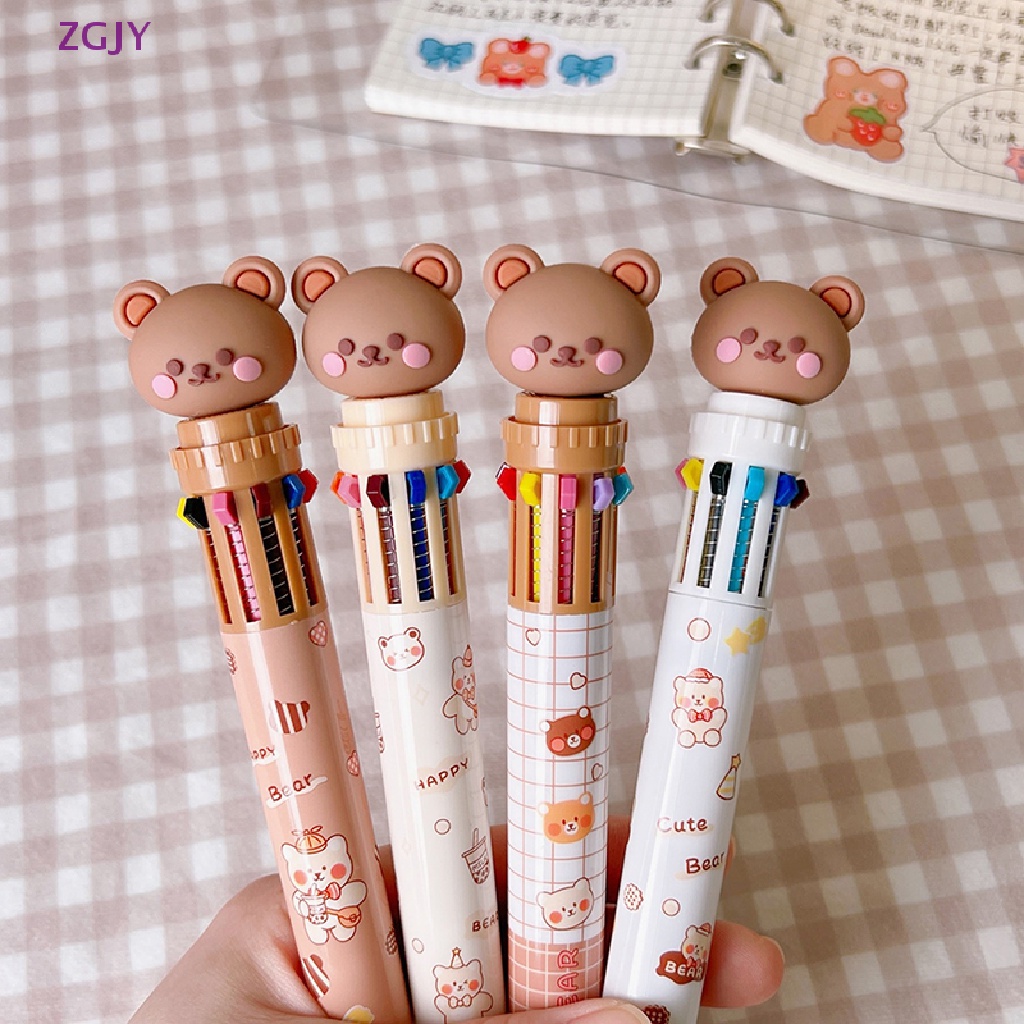 Bút Bi Silicon 10 Màu Hình Gấu Đáng Yêu Mới