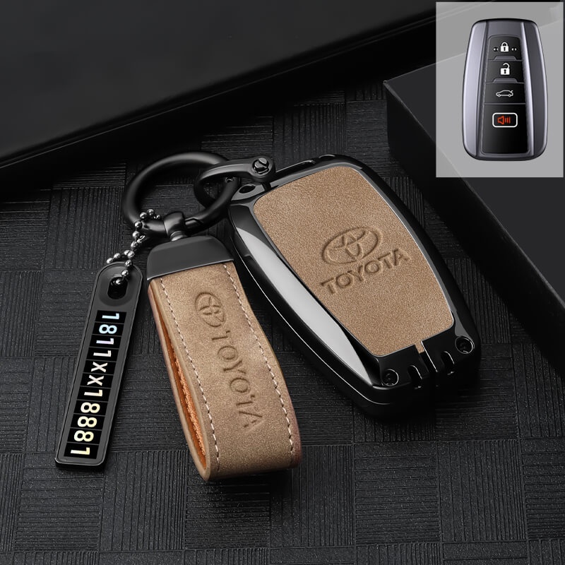 Vỏ Da + Kim Loại Bảo Vệ Chìa Khóa Xe Hơi Toyota All-New Camry / Corolla Altis / Cross 4 Nút
