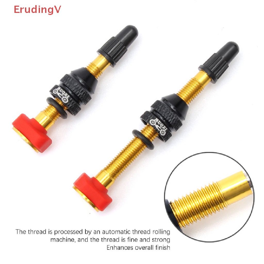 Bộ 2 Van Lốp Xe Đạp Không Ruột 40mm 60mm F / V CNC Bằng Hợp Kim Đồng