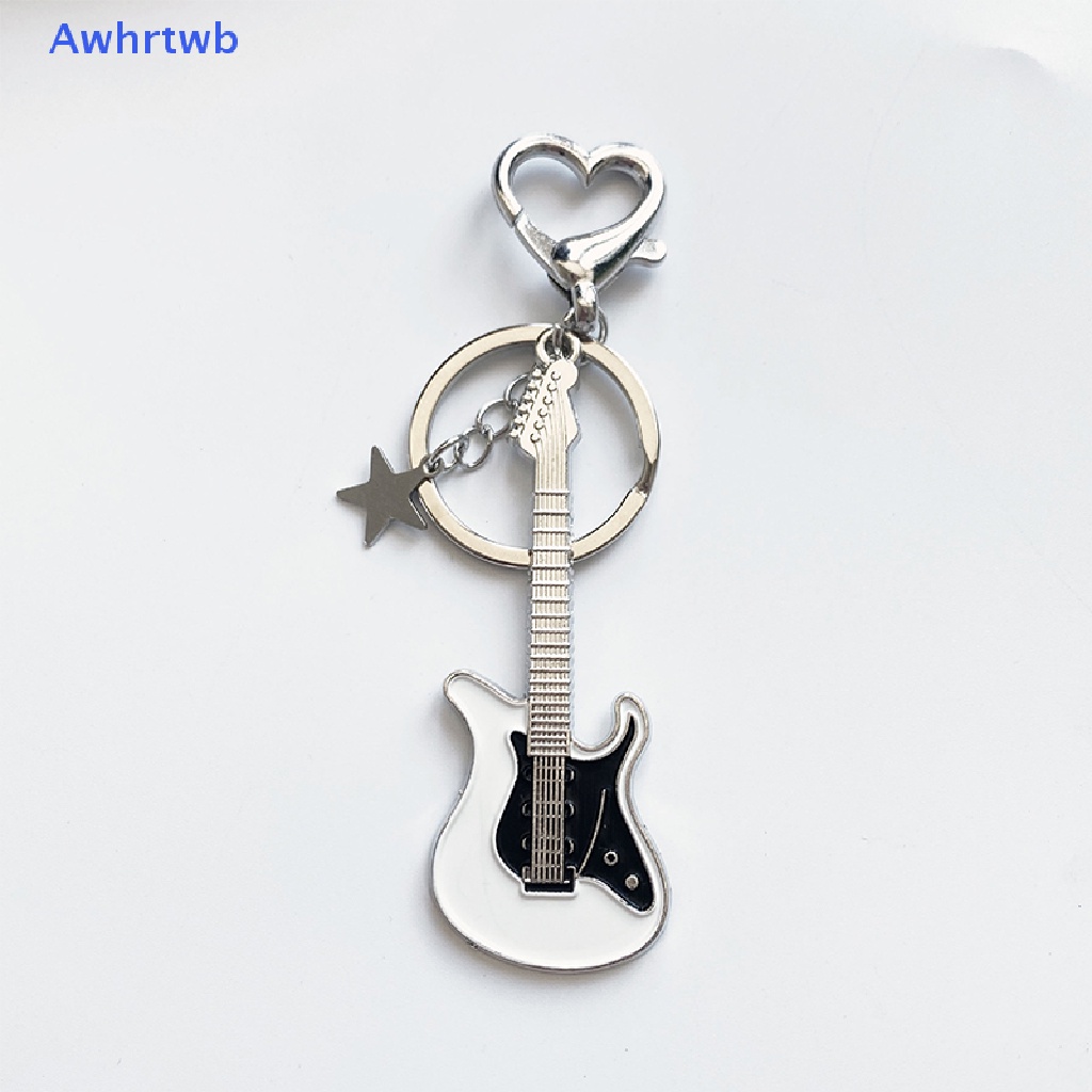 Móc Khóa Hình Đàn Ghita Awhrtwb Y2k Đen Trắng Phong Cách Vintage Mới