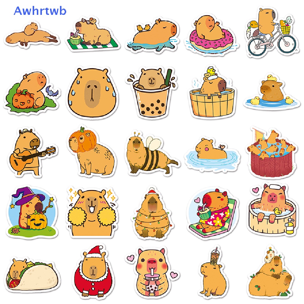 Bộ 50 Miếng Dán Chống Thấm Nước Hình Capybara Dễ Thương Mới