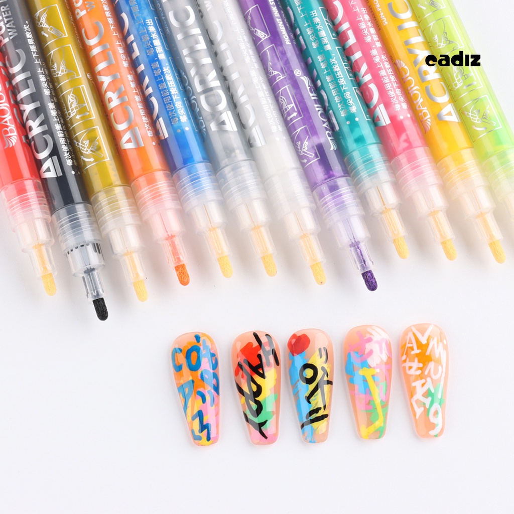 Bộ 12 Cây Bút Vẽ Móng Tay 12 Màu Chống Nước Mịn Màng DIY