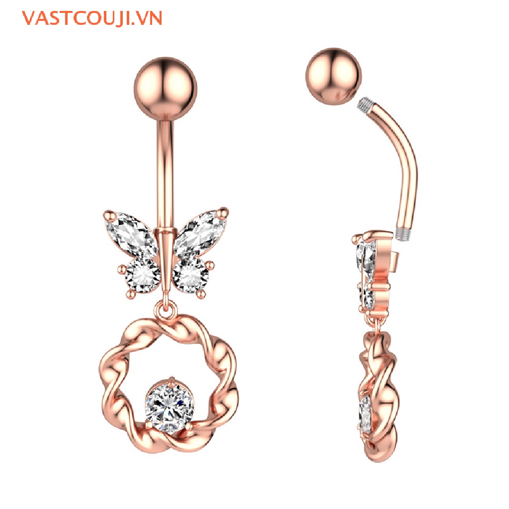 Khuyên RốN HìNh BướM ĐíNh Đá BằNg ThéP Không Gỉ