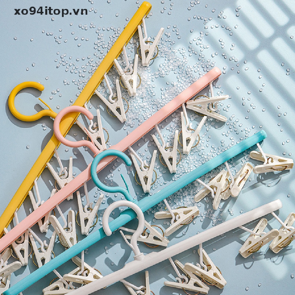 Móc Nhựa Phơi Quần Áo 8 Kẹp Tiện Lợi