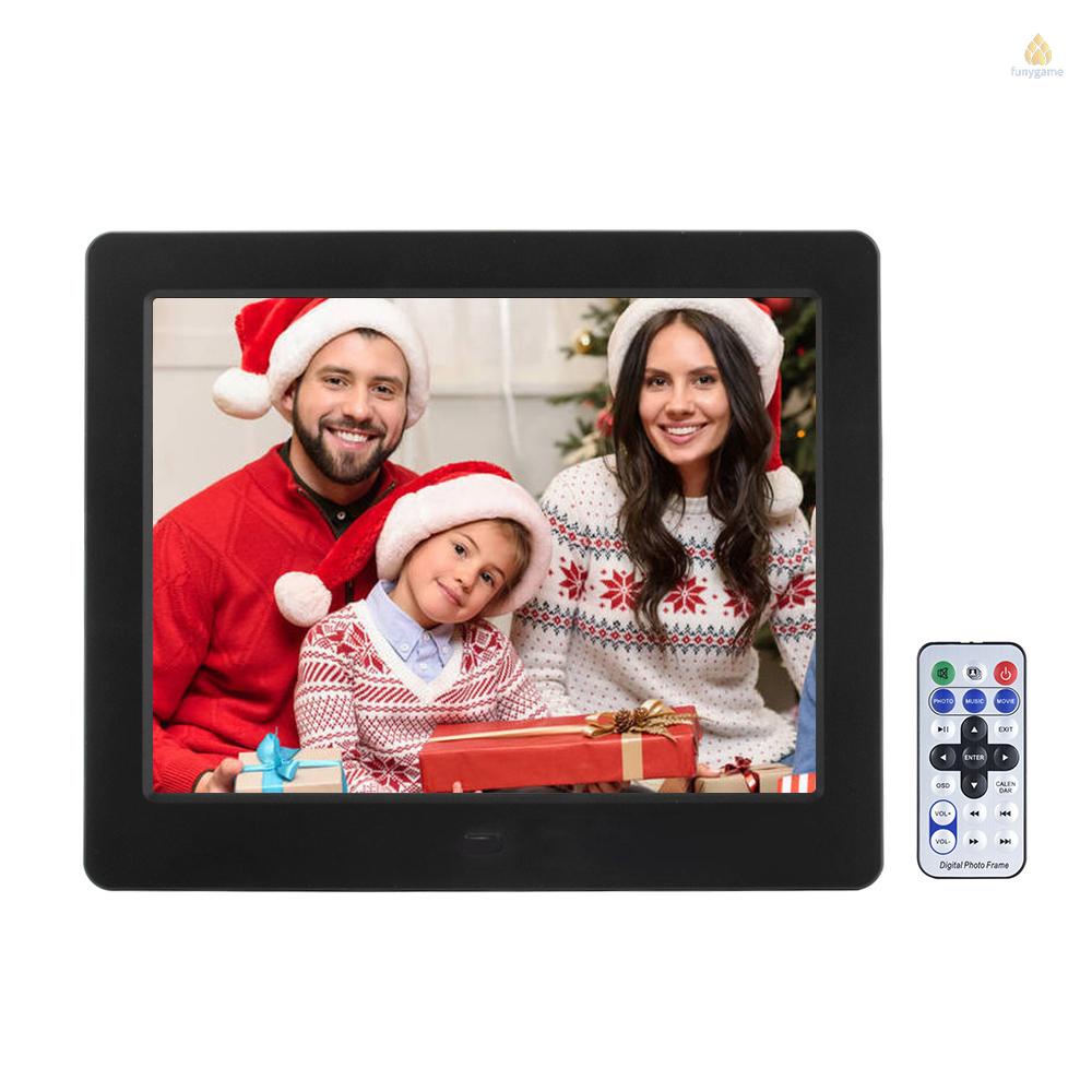 Khung Ảnh Kỹ Thuật Số 8 Inch HD Màn Hình Rộng Độ Phân Giải Cao MP3 MP4 Kèm Điều Khiển Từ Xa Dùng Làm Quà Tặng Giáng Sinh