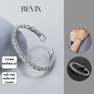 Vòng tay lắc tay titan nam Curin BEVIX Màu Bạc Titan khóa cái cá tính - Vòng đeo tay Curin