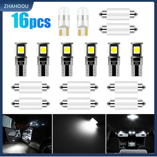 ☃Phụ Kiện Trang Trí Nhà Cửa Kiểu Dáng Dễ Thương Xinh Xắn☃ Set 16 Bóng Đèn Led T10 W5w Cho Xe Ford F250 F350