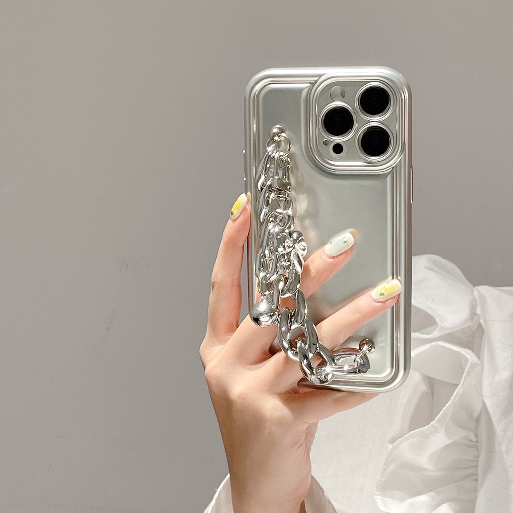 Ốp Điện Thoại TPU Dẻo Mạ Điện Họa Tiết Gấu &amp; Ngọc Trai Kèm Vòng Đeo Tay Độc Đáo Cho iPhone 14 13 12 11 PRO MAX