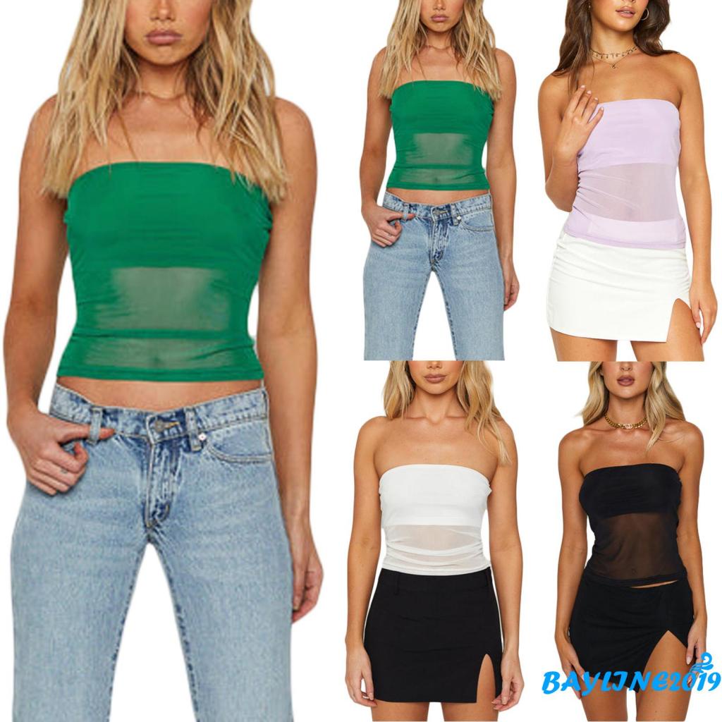 Áo Ống Vải Tuyn Hở Lưng Thời Trang Mùa Hè Cho Nữ