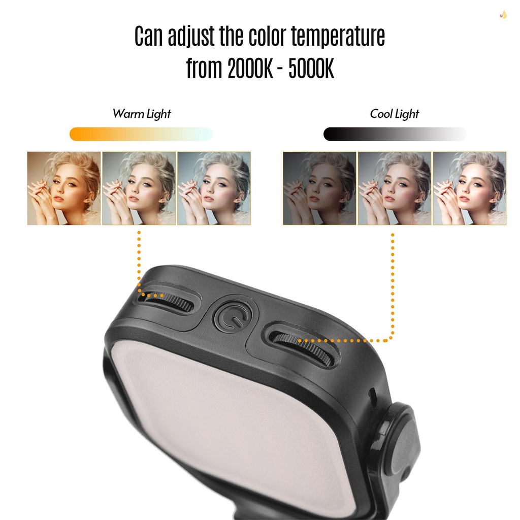 Giá Đỡ Điện Thoại Di Động Có Thể Gập Lại Được &amp; Pin 2 Trong 1 46 Hạt Đèn LED 2000K-5000K Bi Điều Chỉnh Được 1000mAh