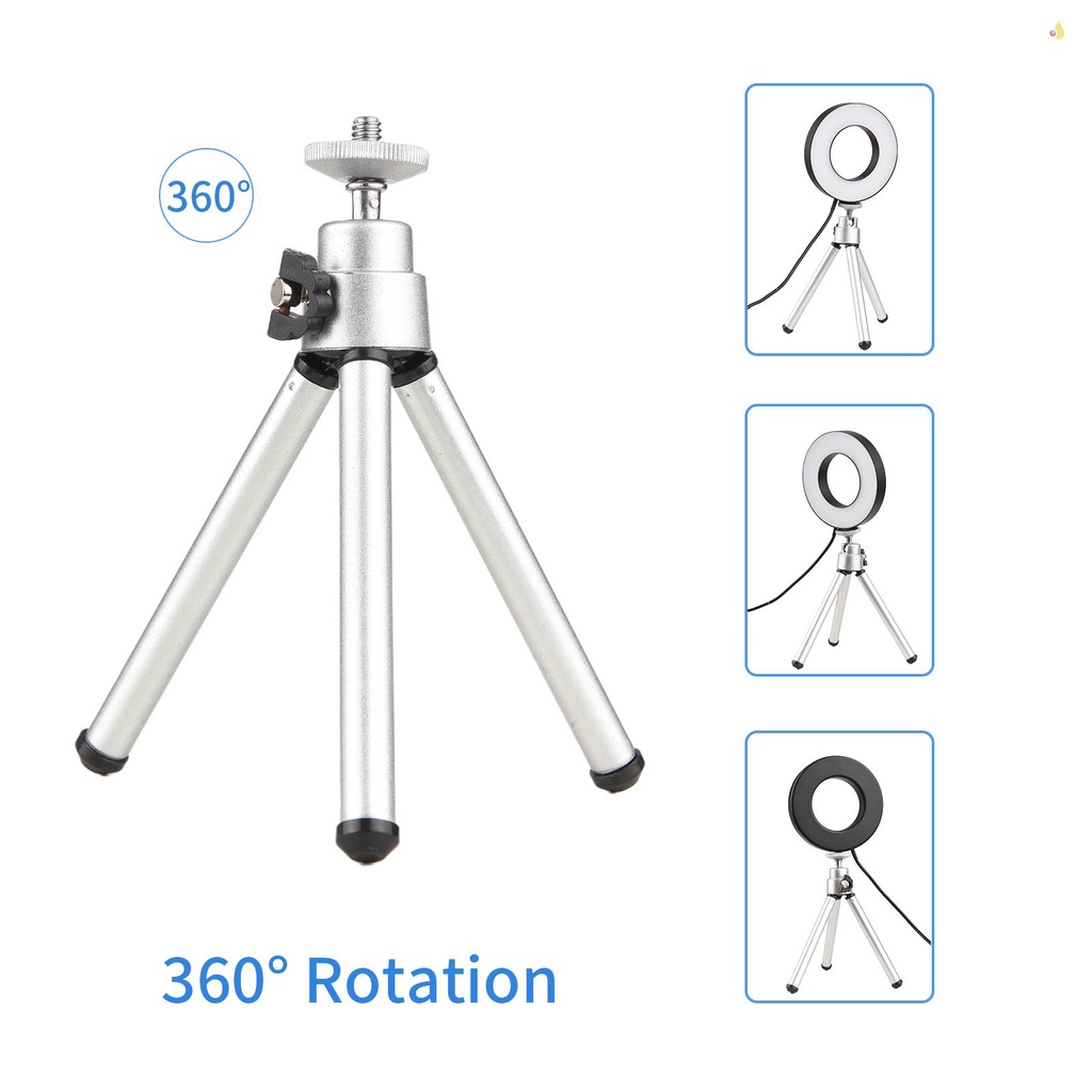 Vòng Đèn Led 3 Màu 9CM / 3.5IN Gắn Laptop Có Chân Tripod 3200K 6000K 10 Có Thể Điều Chỉnh Độ Sáng