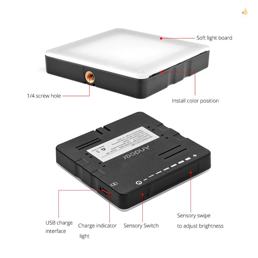 Đèn LED Trợ Sáng Cảm Ứng Andoer LED49 6500K 700mAh 5W Hỗ Trợ Quay Video / Phát Trực Tiếp