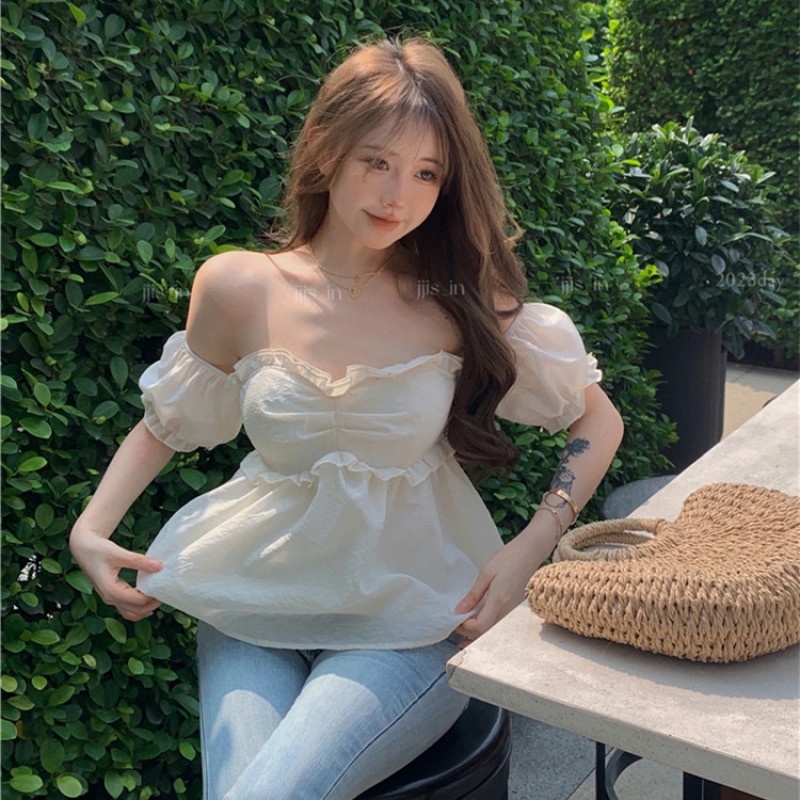 Áo Thun Ngắn Tay Dáng Rộng Trễ Vai Gợi Cảm Dành Cho Nữ