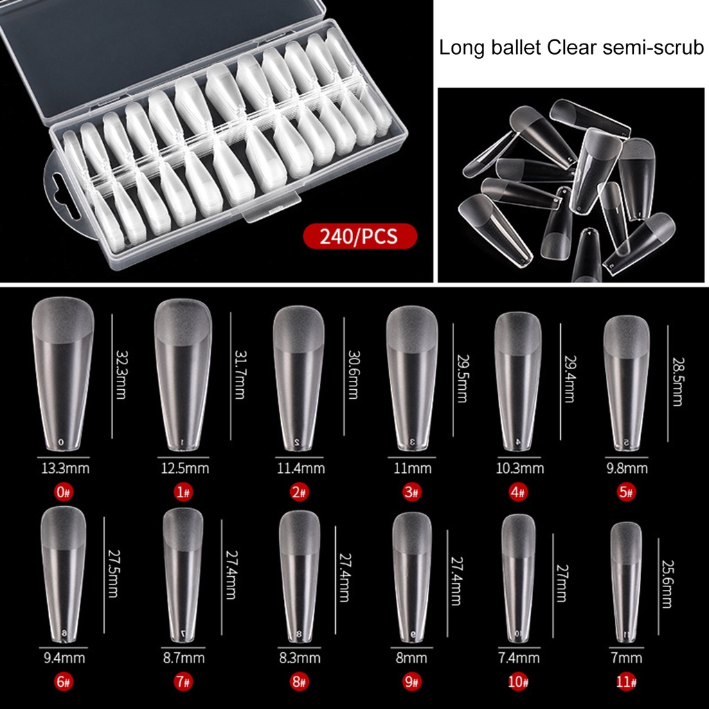 Hộp 240 Móng Tay Giả Trong Suốt Chắc Chắn Có Thể Tháo Rời