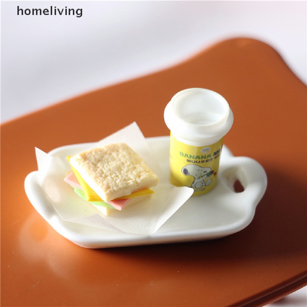 1 Set Mô Hình Đĩa Bánh Sandwich / Thức Ăn Sáng / Bữa Sáng Mini Trang Trí Nhà Búp Bê
