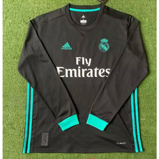Áo Thun Tay Dài Cổ Tròn In Logo Real Madrid Thời Trang 2017 2018