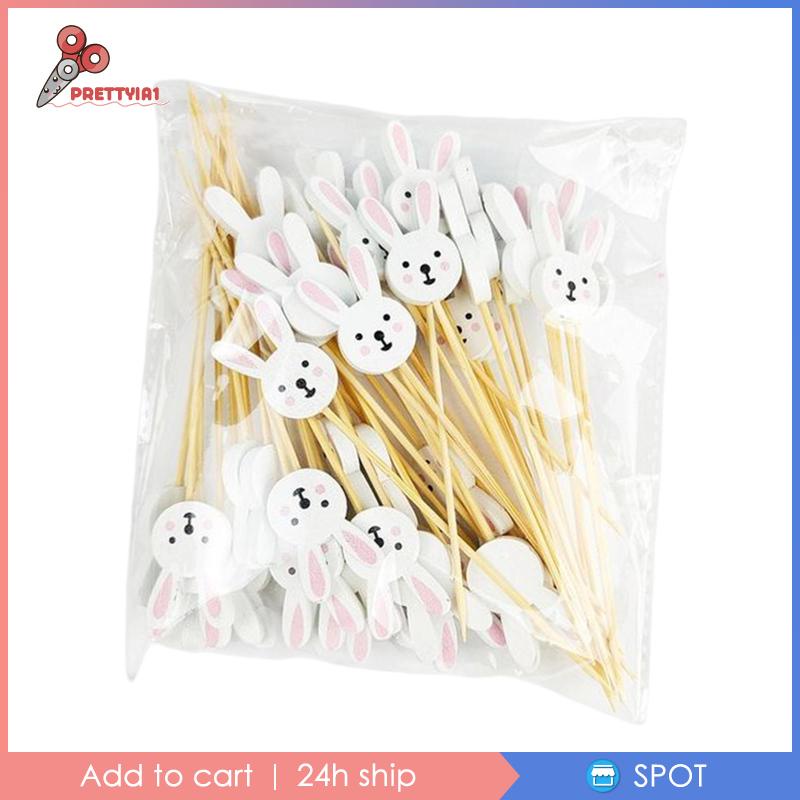 [Prettyia1] Set 100 Que Xiên Trái Cây Trang Trí Bánh Sandwich Cho Lễ Phục Sinh