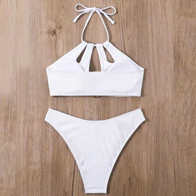 Brroa Bộ Bikini Hai Mảnh Mềm Cắt Cao Màu Trơn Có Dây Buộc Gợi Cảm Cho Nữ Sw
