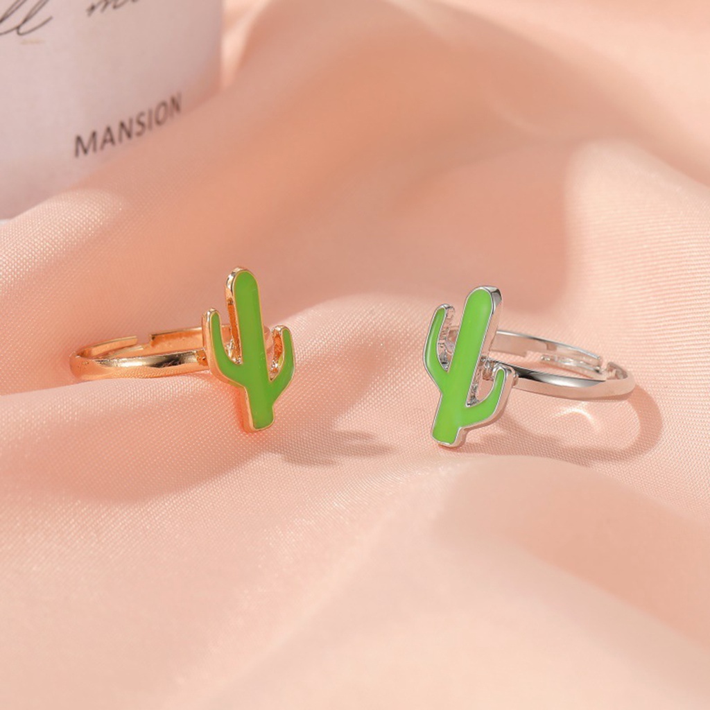 Nhẫn Hở Mạ Điện Hình Cây Xương Rồng Hoạt Hình Dễ Điều Chỉnh Thời Trang Cho Nữ