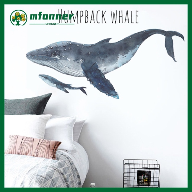 Giấy Dán Tường Tự Dính Hình Cá Voi Trang Trí Phòng Bé