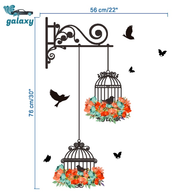 Galaxy Miếng Dán Tường Trang Trí Hình Lồng Chim Dễ Thương