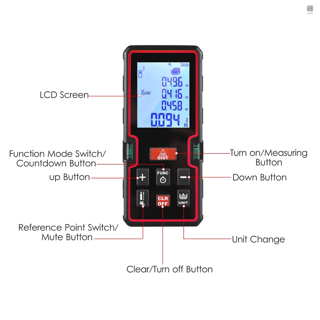 Máy Đo Khoảng Cách Bằng Laser Kỹ Thuật Số 100m Màn Hình LCD