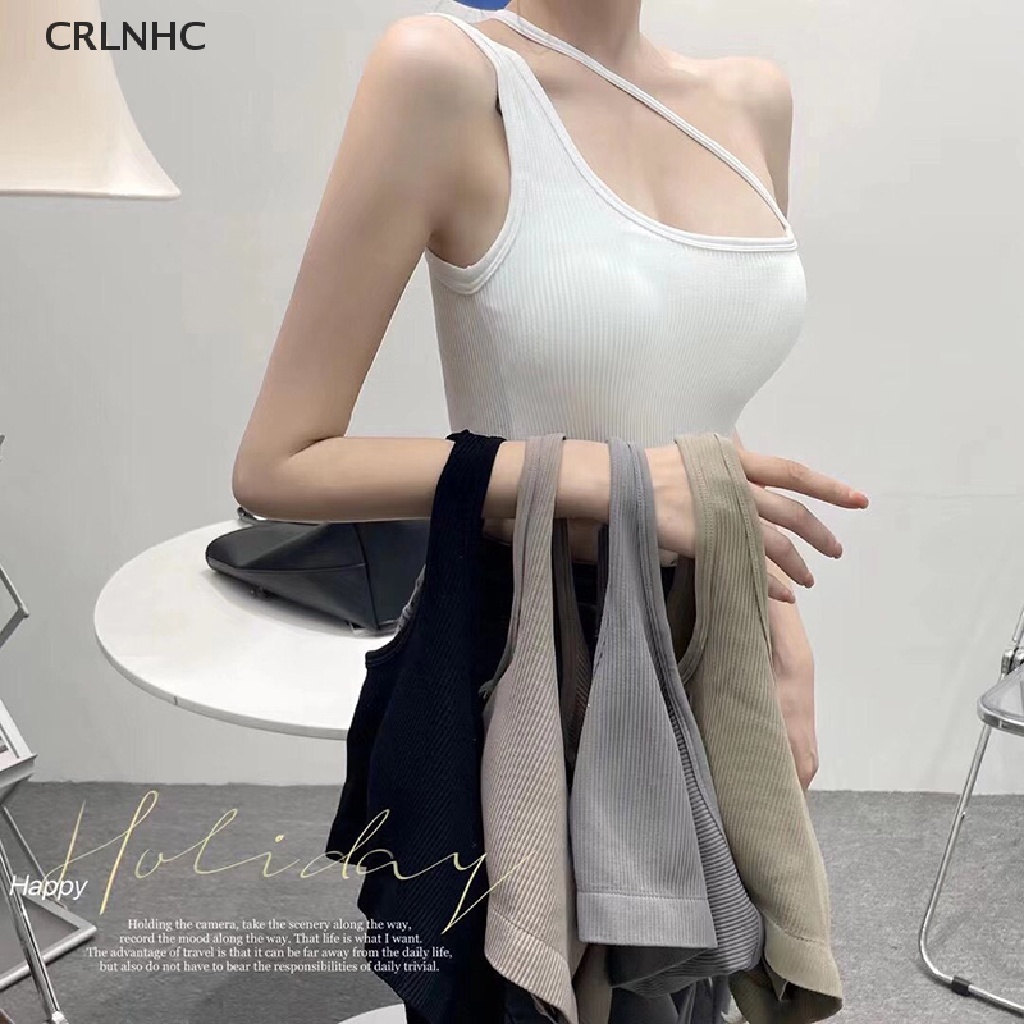 Áo hai dây CRLNHC lệch vai màu trơn mùa hè gợi cảm cho nữ