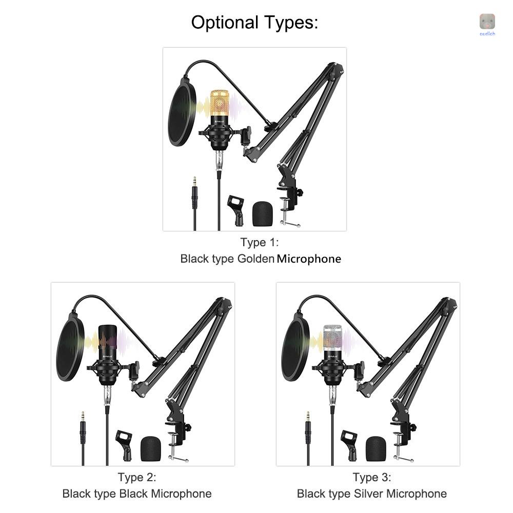 Bộ Micro Điện Dung PULUZ Sing Kèm Giá Đỡ Kim Loại Chống Sốc &amp; Thẻ Âm Thanh USB Chuyên Dụng Hỗ Trợ Phát Sóng Trình Diễn