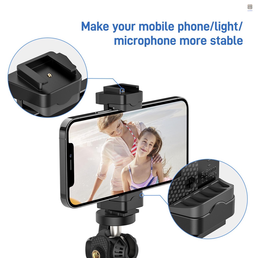 Giá Đỡ Ba Chân Andoer MT-01 Để Bàn 2 Mức Độ Điều Chỉnh Chiều Cao 360° Đầu Bi Xoay Có Giá Đỡ Điện Thoại Chịu Tải Tối Đa. 5kg Hỗ Trợ Live Streaming Online