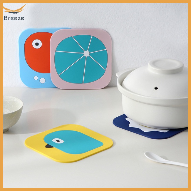 Miếng Lót Ly Cách Nhiệt Bằng Silicon Mềm Hình Vuông 15cm