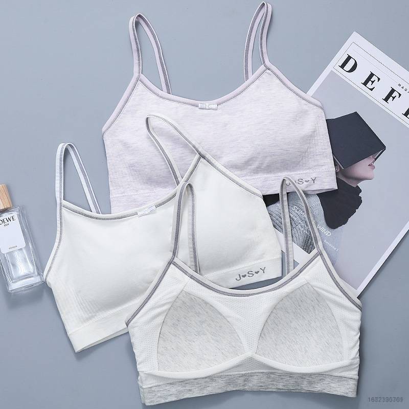 Áo Ngực cotton Hai Dây Cố Định Không Đường May Mỏng Thoải Mái Cho Bé Gái Tuổi Teen
