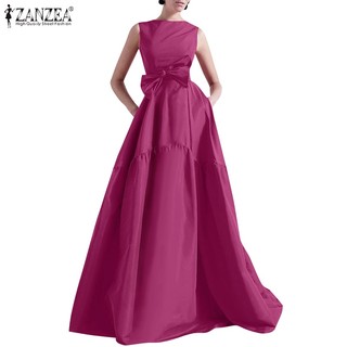 Zanzea đầm maxi dài không tay kèm thắt lưng thiết kế thanh lịch thời trang dự tiệc cho nữ